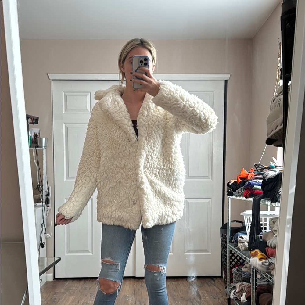Cozy White Faux Fur Jacket